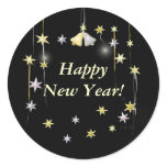 Happy New Year Stars on Black stickers