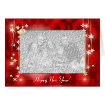 Happy New Year Stars (photo frame) Cards
