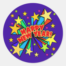 Happy New Year T-shirts, Beer Steins, Party Favour Round Sticker