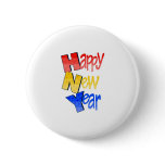 Happy New Year Tri Color 1 Pinback Buttons