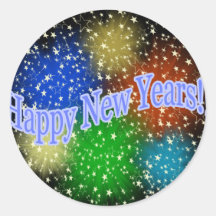 Happy New Years 2 Round Stickers