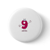 Happy Number 9 Pinback Button