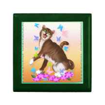 Happy Orange Cat and Soft Butterflies gift box
