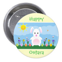 Happy Ostara Bunny Rabbit Button
