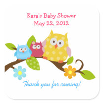 Happy Owls Boy and Girl Twin Shower Sticker