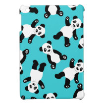Happy Pandas Cute Cartoon Print - Blue ipad mini cases