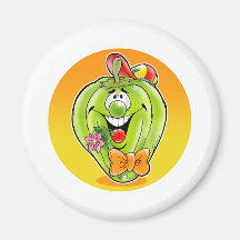 Happy Paprika with background Fridge Magnets