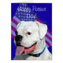 Happy Patriot Day White Boxer Dog greeting card