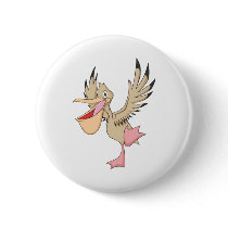 Happy Pelican Bird Pinback Buttons