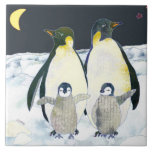 Happy Penguin Family Cute Animal Christmas Deco Ceramic Tiles