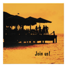 happy people at sunset invitation