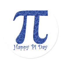 Happy Pi Day Dark Blue Swirls Stickers