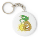 happy pineapple character dude key chain