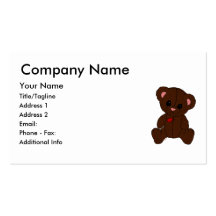 Happy Pink Teddy Bear Business Card Template
