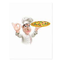 Happy Pizza Chef Post Card