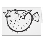 Happy Pufferfish in Black and White cards