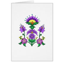 Happy Purple Flowers Greeting Cards