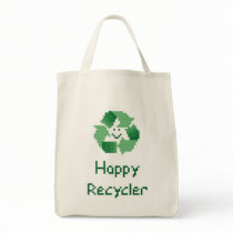 Happy Recycler Cross Stitch Pattern Tote Bag