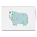 happy rhino with butterfly greeting cards