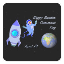 Happy Russian Cosmonaut Day April 12 Stickers
