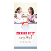 Happy Santa Claus red blue custom merry Christmas Photo Card