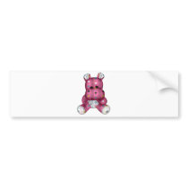 happy scribble hearts hippo bumper stickers