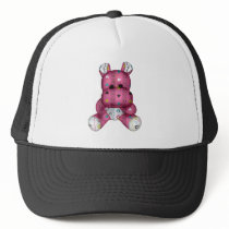 happy scribble hearts hippo trucker hat