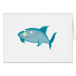 happy shark with flower card