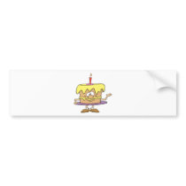 happy silly birthday cake cartoon bumper sticker