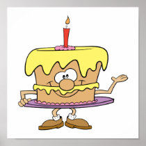 happy silly birthday cake cartoon print