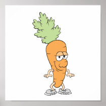 happy silly carrot cartoon print