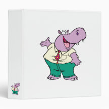 happy silly hippo cartoon 3 ring binders