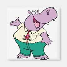 happy silly hippo cartoon refrigerator magnets