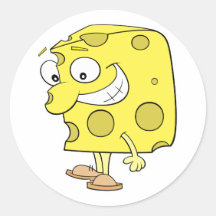 happy silly swiss cheese cartoon round stickers
