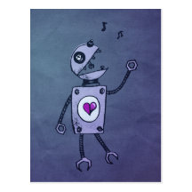 Happy Singing Robot postcard