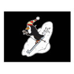 happy skiing penguin postcards