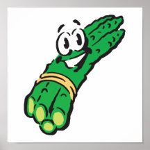happy smiling asparagus poster