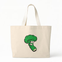 happy smiling broccoli canvas bags