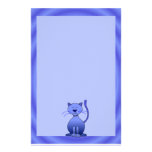 Happy Smiling Cat Blue Cute Kids Stationery Paper