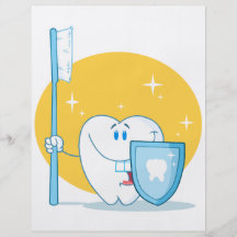 Happy Smiling Tooth With Toothbrush And Shield Custom Flyer