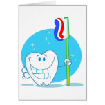 Happy Smiling Tooth With Toothbrush Greeting Cards