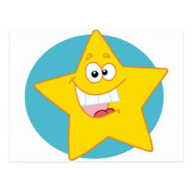 Happy Smiling Yellow Star Post Cards