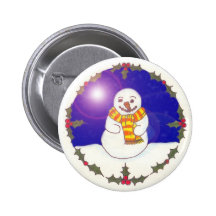 Happy Snowman Button Pin Badge
