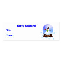 Happy Snowman Snowglobe Holiday Gift Tags Business Card