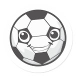 Happy Soccer Ball Round Sticker