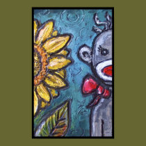 HAPPY Sock Monkey and Sunflower posters