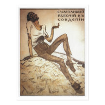Happy Soviet Worker 1919 Post Card