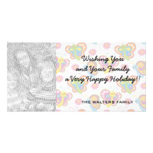 happy spring butterflies pattern photo card template