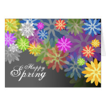 Happy Spring Card Colourful Flowers