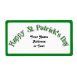 Happy St. Patricks Day Curved Text Image Personalised Shipping Label